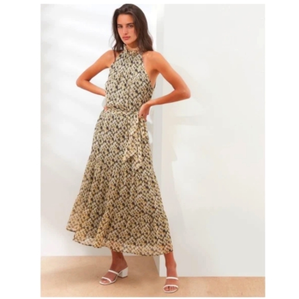 Banana Republic Ruffle Neck Abstract Print Maxi Dress Sz XL NWT - Picture 11 of 11